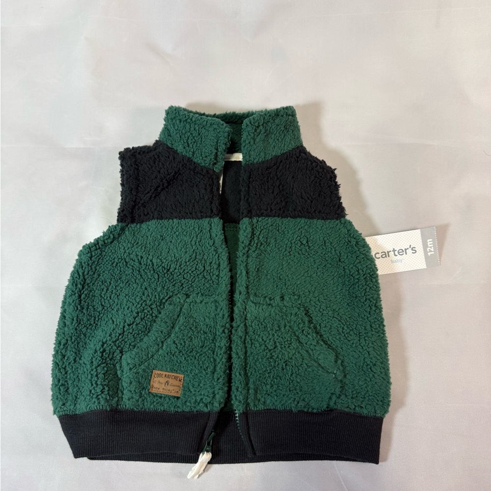Carter’s Sherpa Fleece Zip Vest – Size 12 Months (New With Tags)